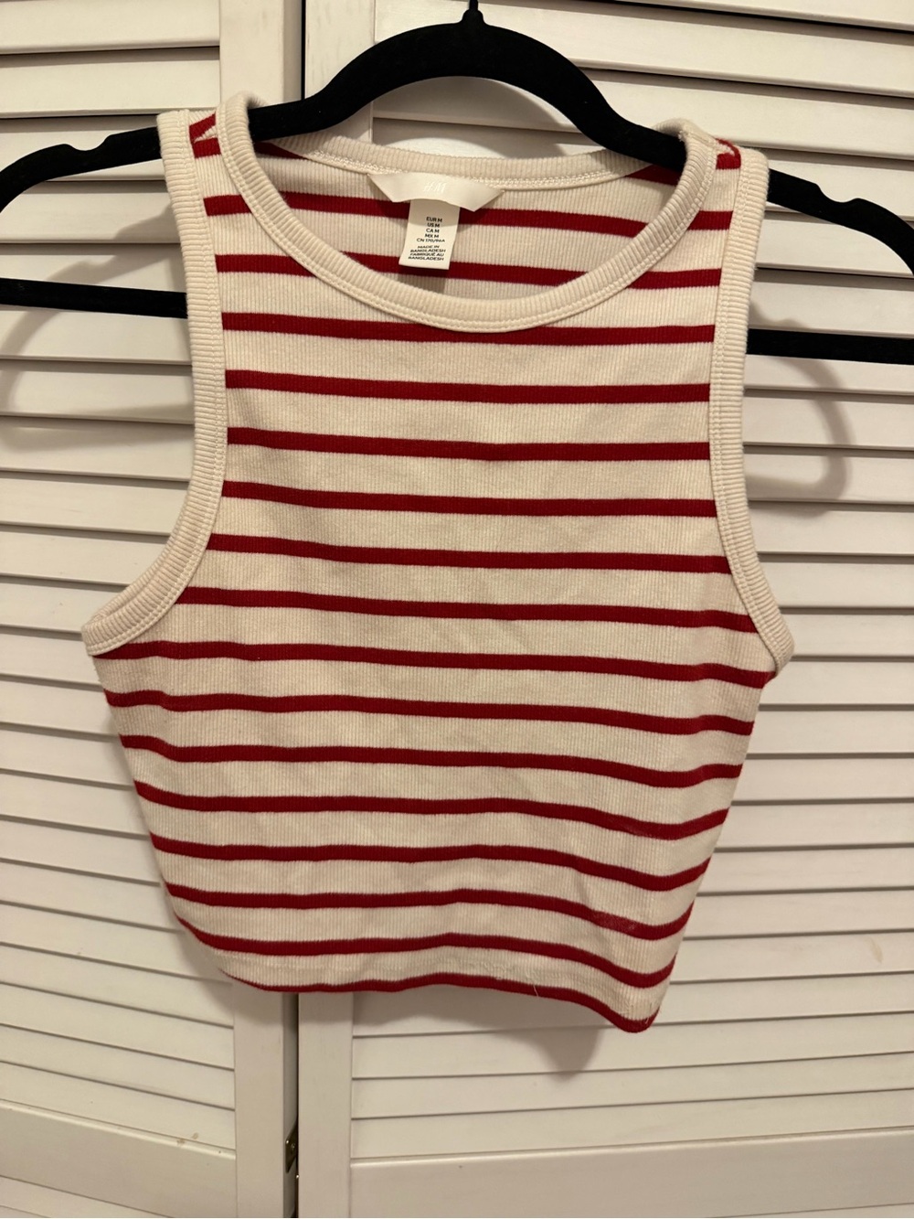 H&M Red & Cream Striped Ribbed Tank Top